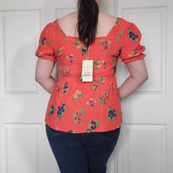 Monsoon Ramita Floral Print Blouse, Orange/Multi - Size 10 - NWT - Picture 4 of 7